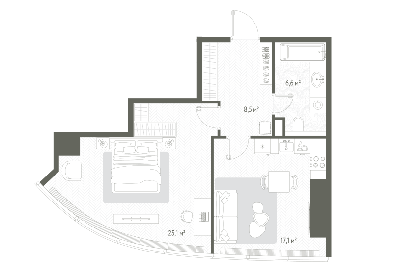 2 ккв (Евро) 57,3 м²