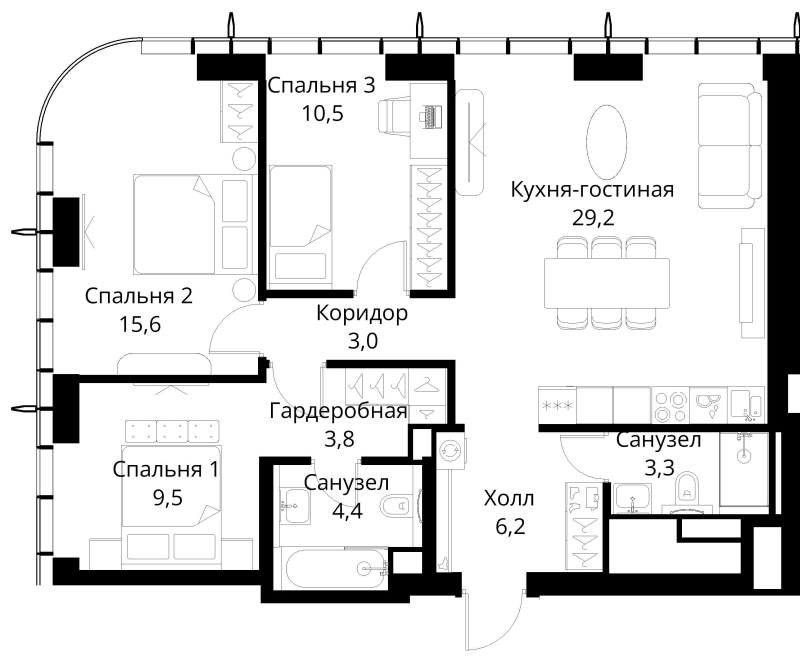 4 ккв (Евро) 85,5 м²