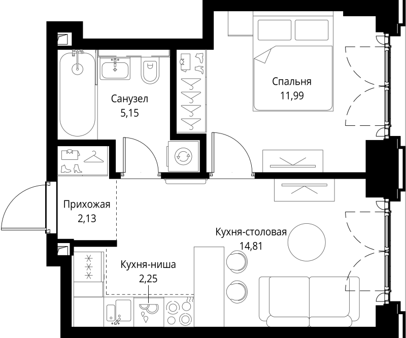 2 ккв (Евро) 36,3 м²
