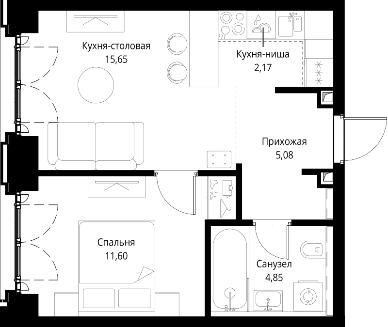 2 ккв (Евро) 39,4 м²
