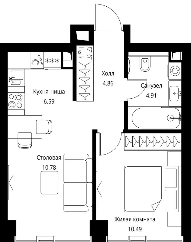 2 ккв (Евро) 37,6 м²