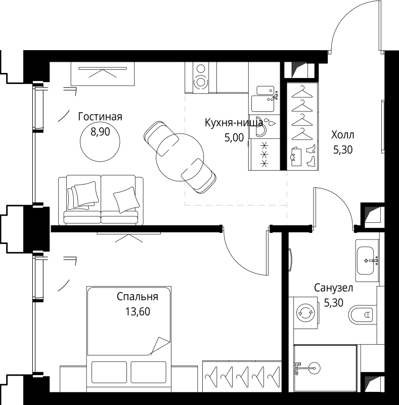 1 ккв 38,4 м²