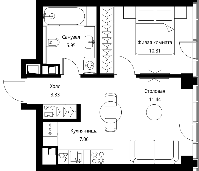 2 ккв (Евро) 38,6 м²
