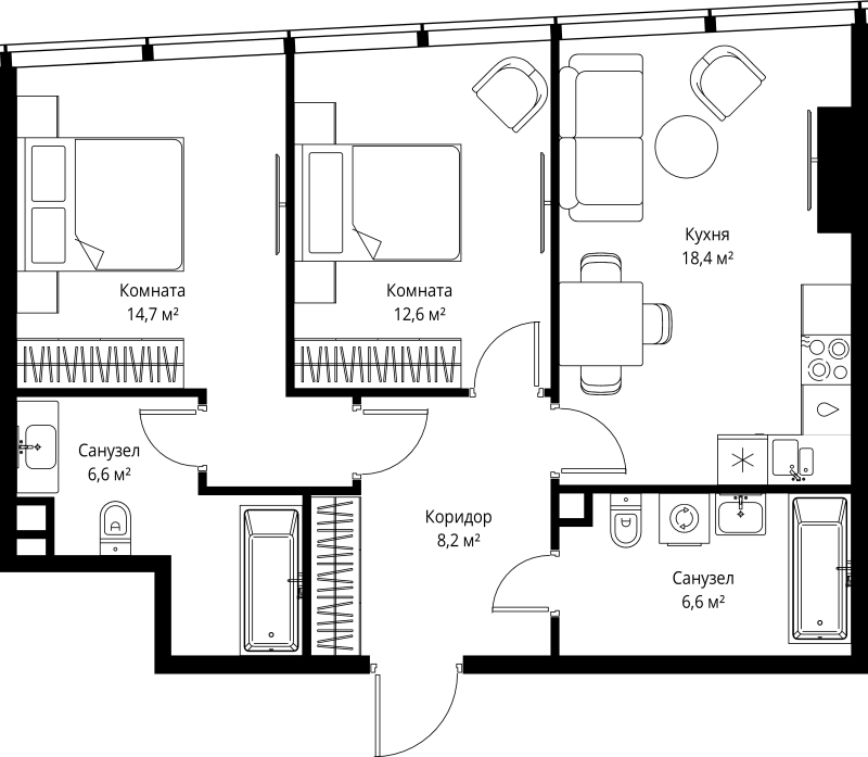 3 ккв (Евро) 67,1 м²