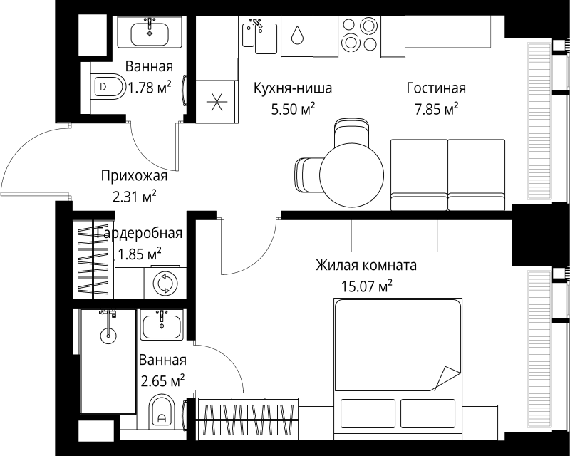 1 ккв 37 м²