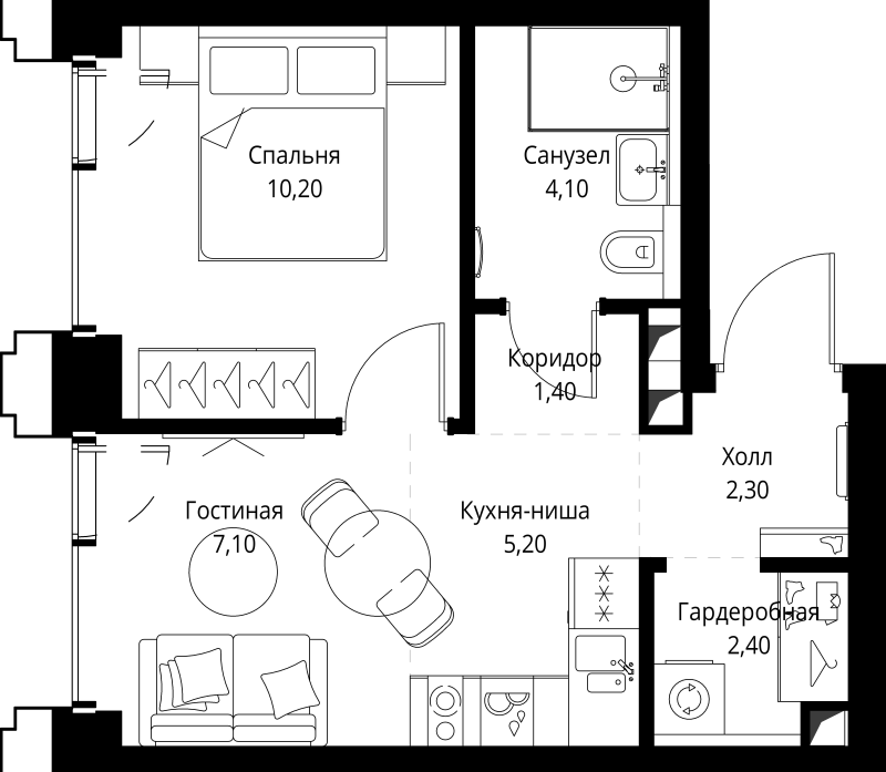 1 ккв 32,9 м²