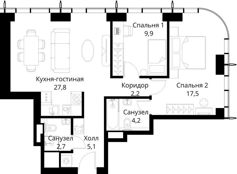 3 ккв (Евро) 69,4 м²
