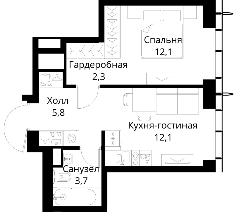 1 ккв 36 м²