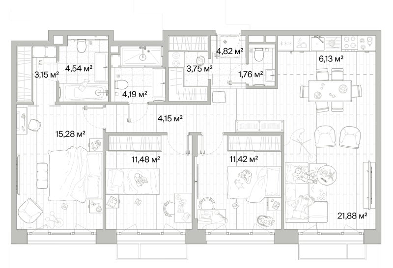 4 ккв (Евро) 92,6 м²