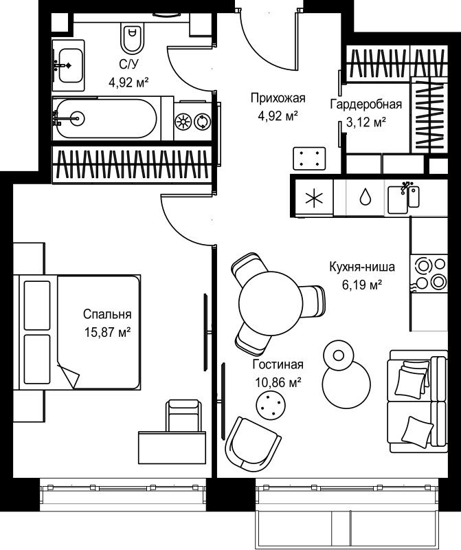 2 ккв (Евро) 45,9 м²
