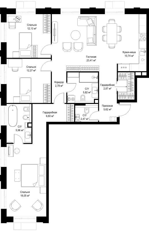 4 ккв (Евро) 108,7 м²