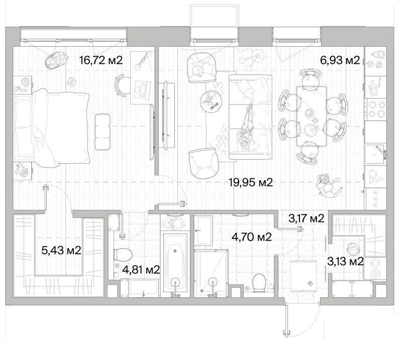 2 ккв (Евро) 64,8 м²