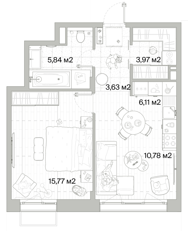 2 ккв (Евро) 46,1 м²