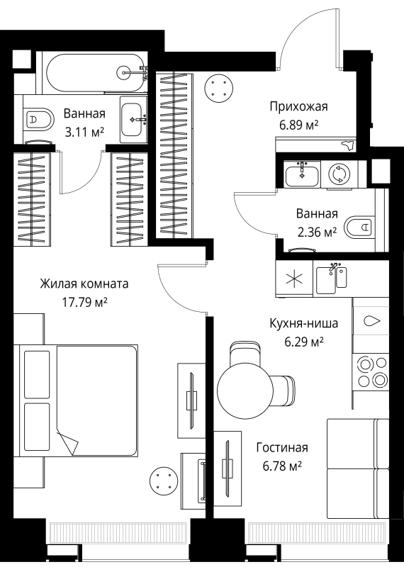1 ккв 43,2 м²