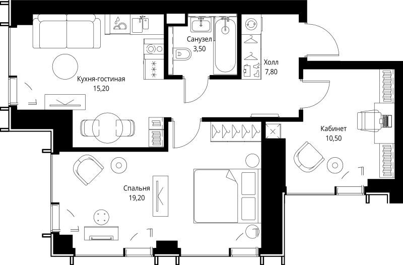 3 ккв (Евро) 57,4 м²