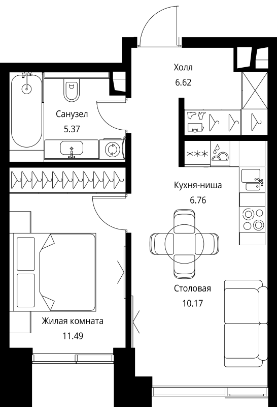 2 ккв (Евро) 40,4 м²