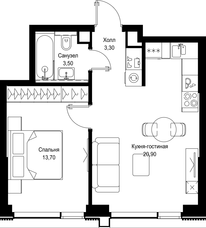 2 ккв (Евро) 41,4 м²