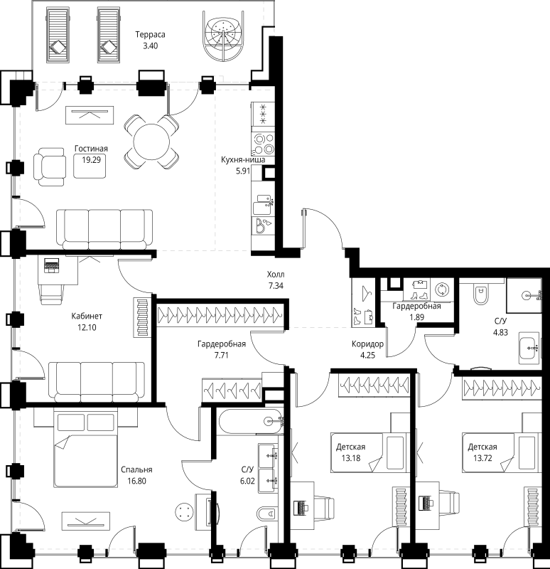 5 ккв (Евро) 116,4 м²