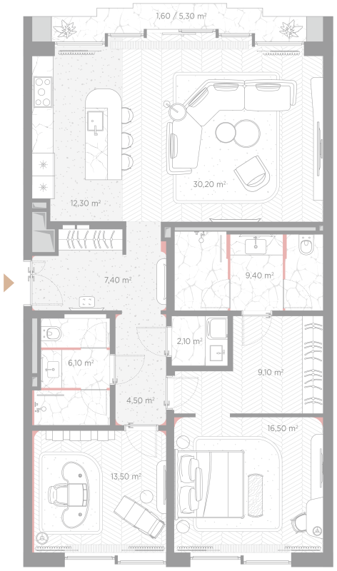 3 ккв (Евро) 112,7 м²
