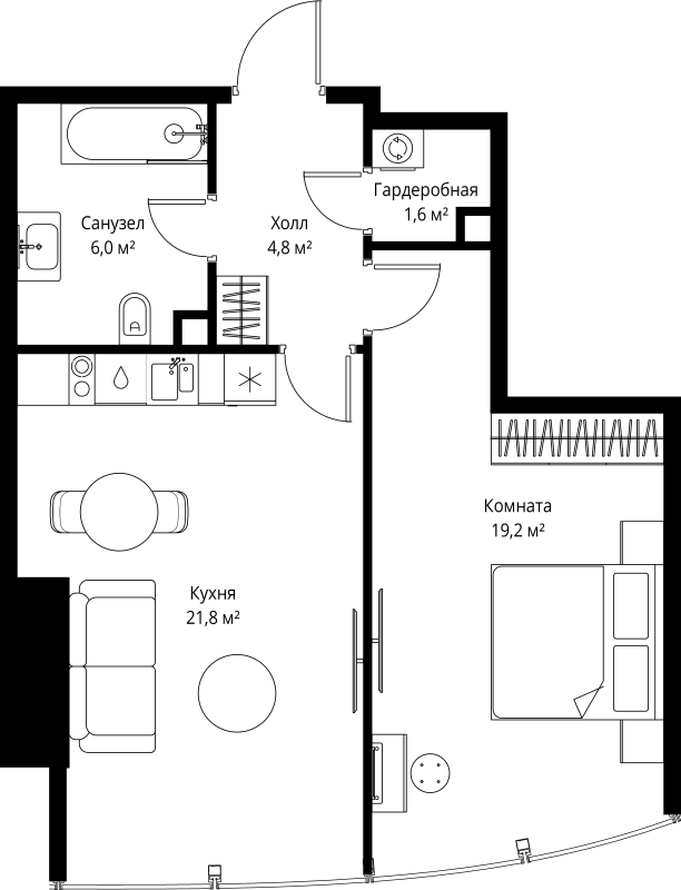 2 ккв (Евро) 53,4 м²