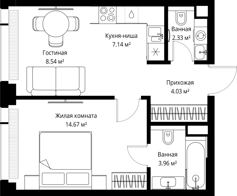 2 ккв (Евро) 40,7 м²