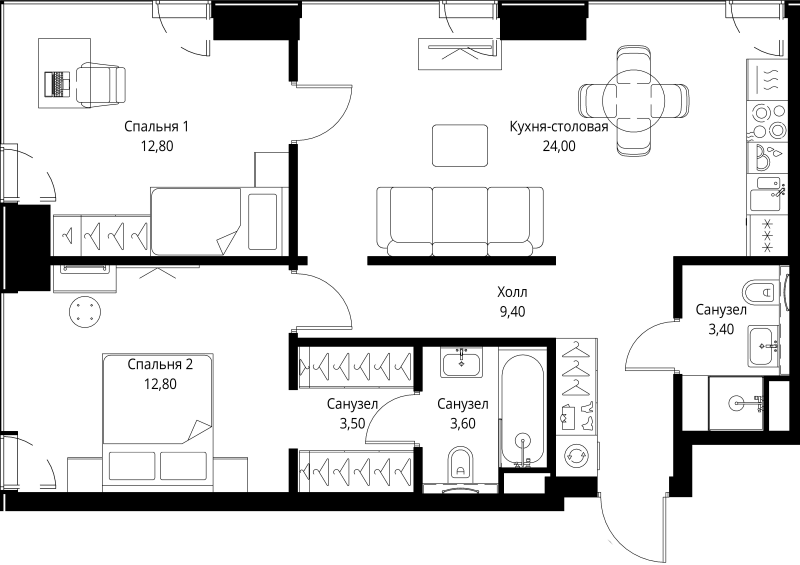 3 ккв (Евро) 69,5 м²