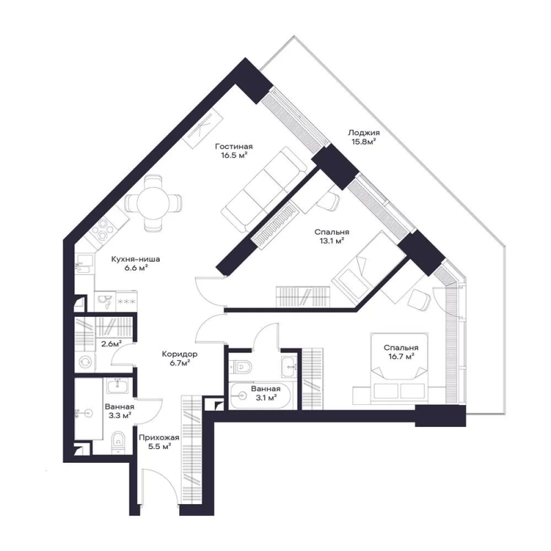 3 ккв (Евро) 81,2 м²