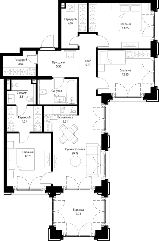 4 ккв (Евро) 103,7 м²