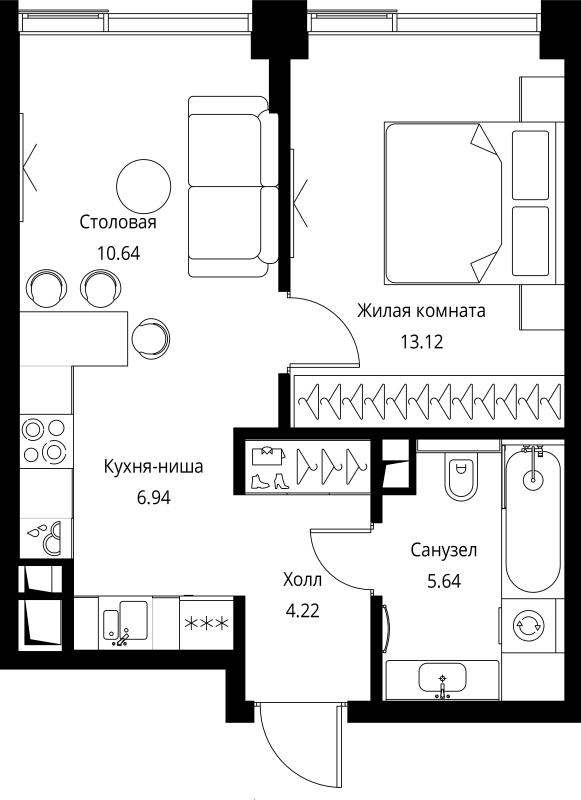 2 ккв (Евро) 40,6 м²