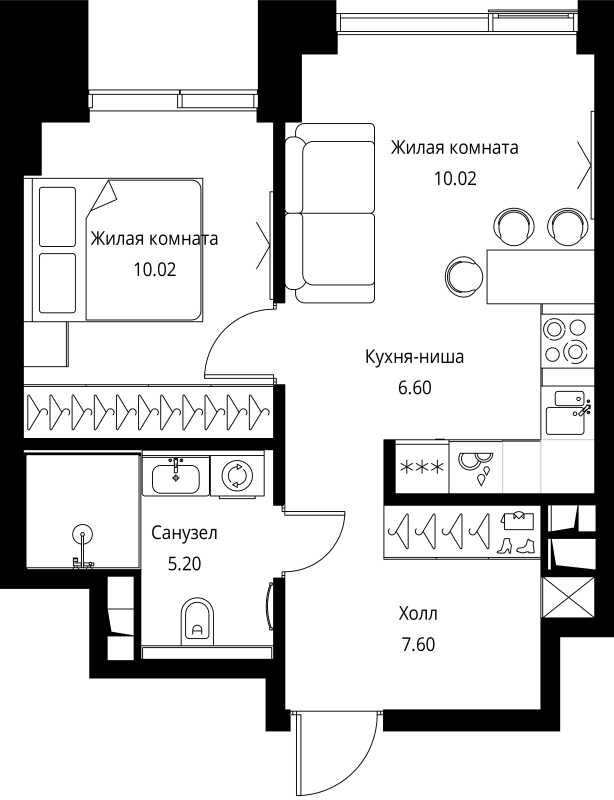 2 ккв (Евро) 39,4 м²