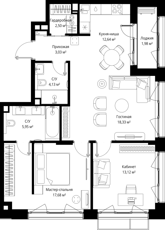 3 ккв (Евро) 79,4 м²