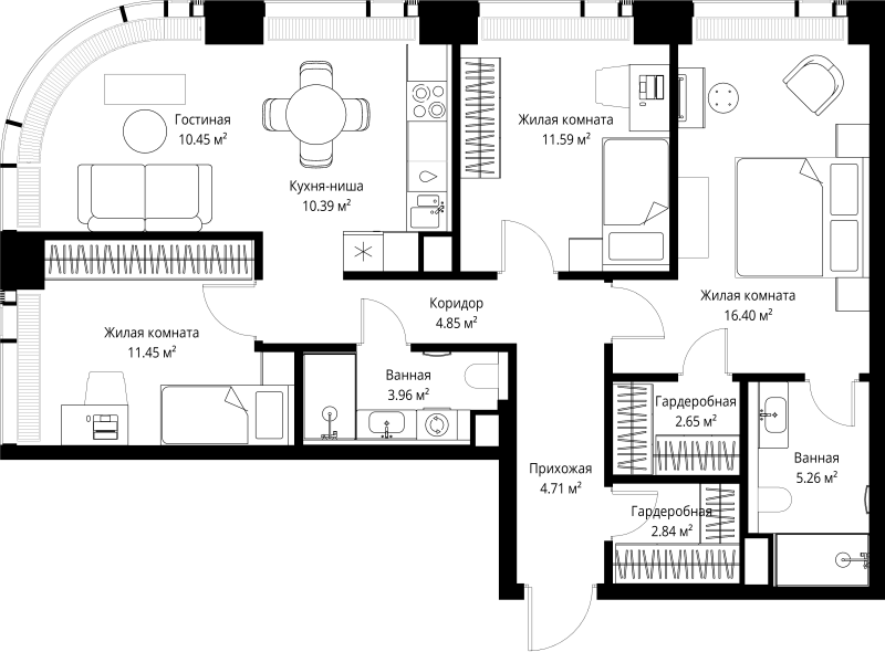 4 ккв (Евро) 84,6 м²