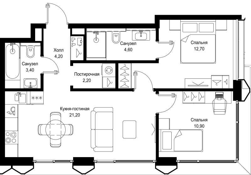 3 ккв (Евро) 59,2 м²