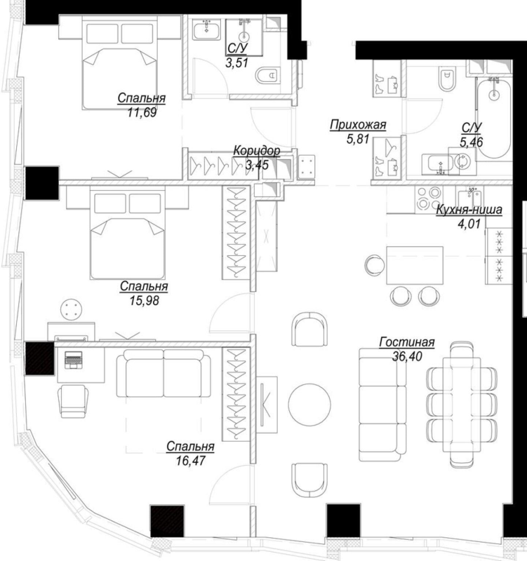 4 ккв (Евро) 102,8 м²