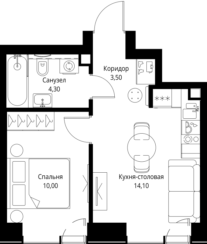 1 ккв 31,9 м²