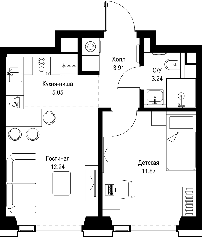 2 ккв (Евро) 36,3 м²