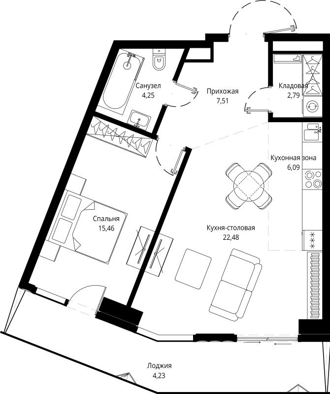 2 ккв (Евро) 63,7 м²