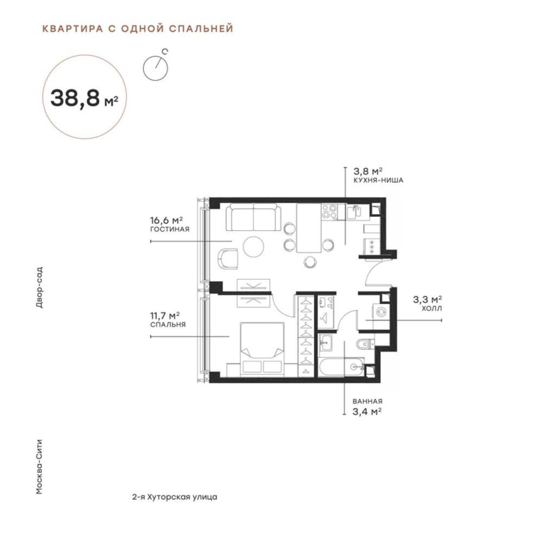 2 ккв (Евро) 38,2 м²