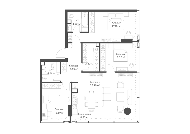 4 ккв (Евро) 100,8 м²