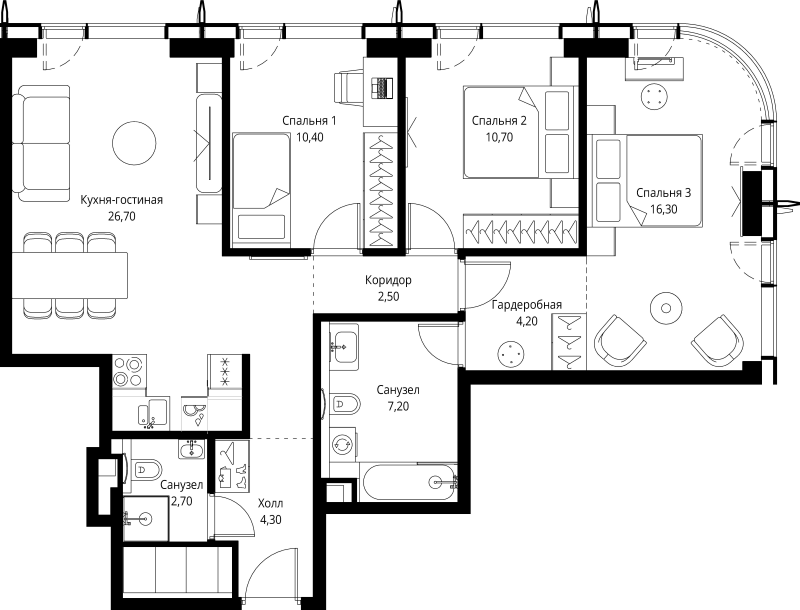 4 ккв (Евро) 85 м²