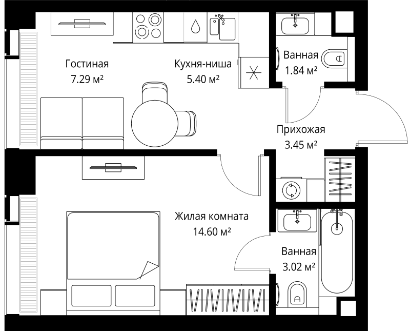 1 ккв 35,6 м²