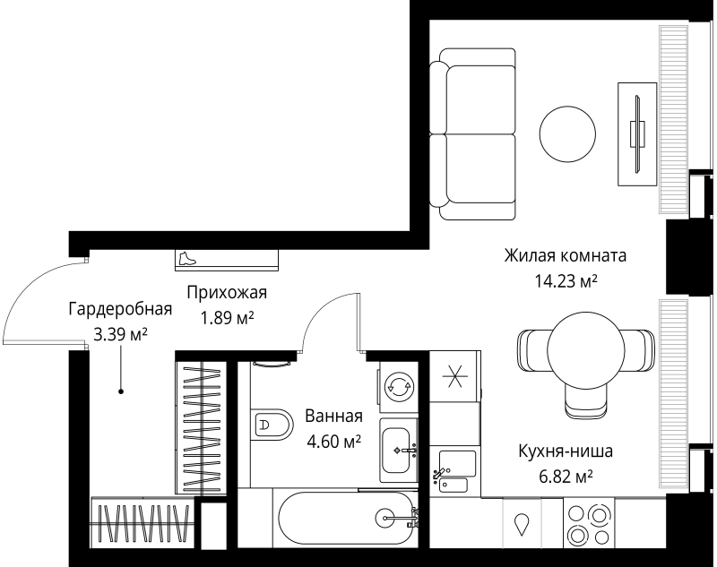 Студия 30,9 м²