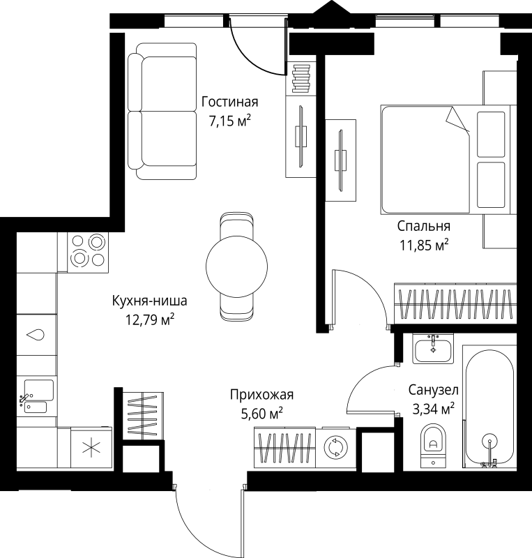 2 ккв (Евро) 40,7 м²