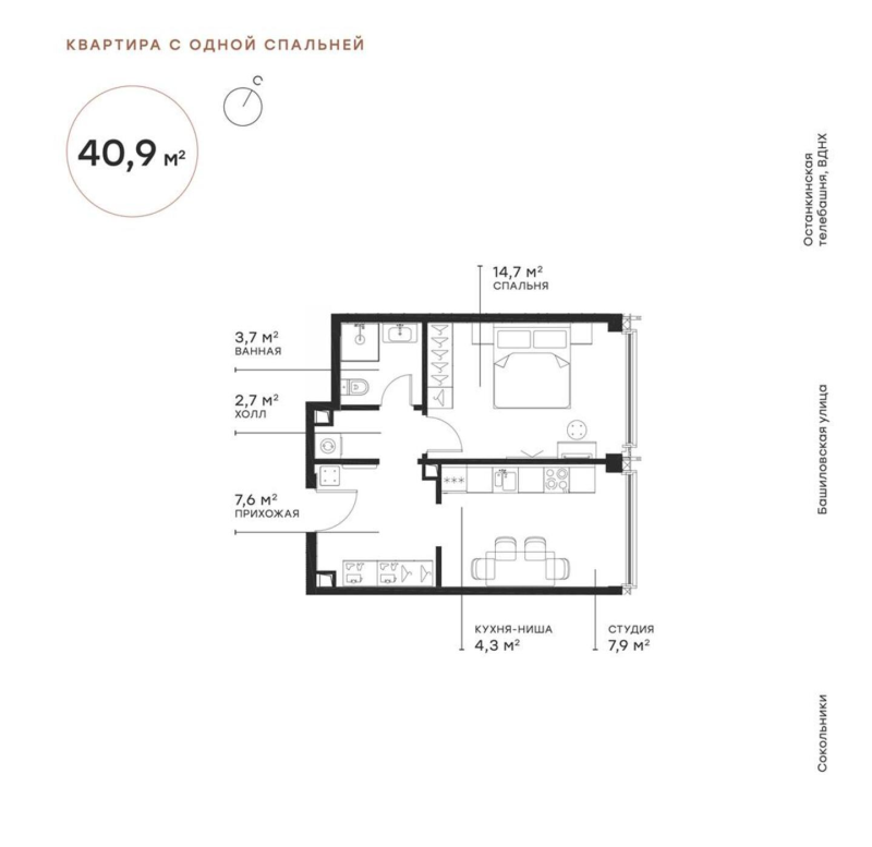 2 ккв (Евро) 40,7 м²