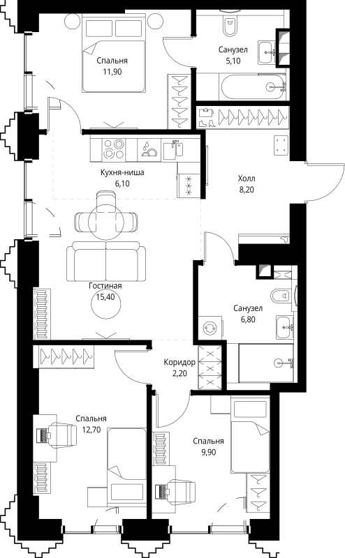 4 ккв (Евро) 78,8 м²