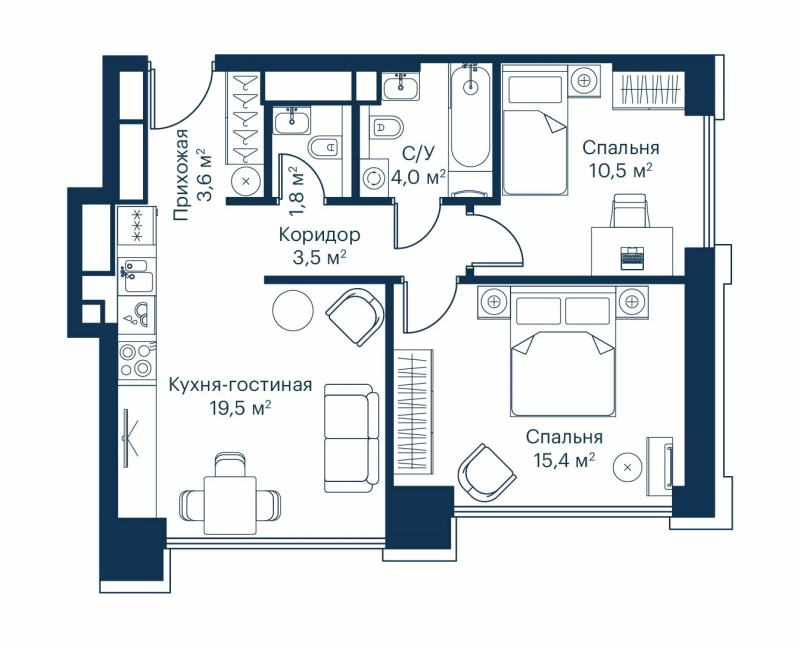3 ккв (Евро) 58,4 м²