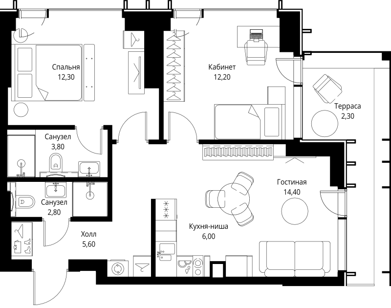 3 ккв (Евро) 60,6 м²