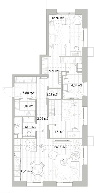 3 ккв (Евро) 82,3 м²