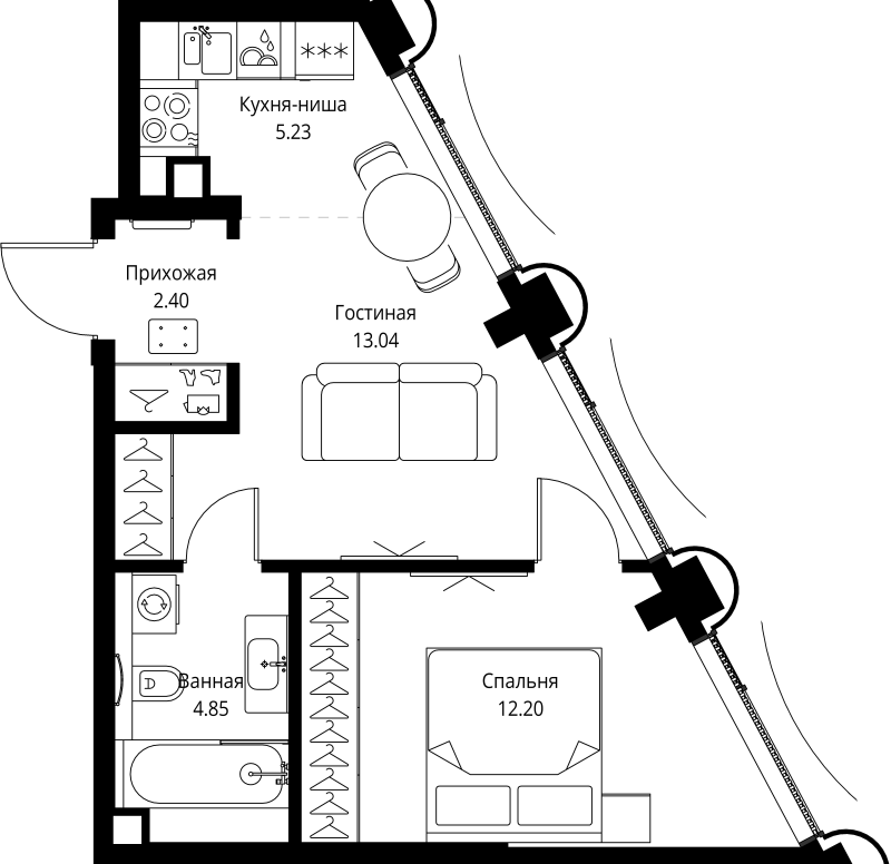 2 ккв (Евро) 37,7 м²