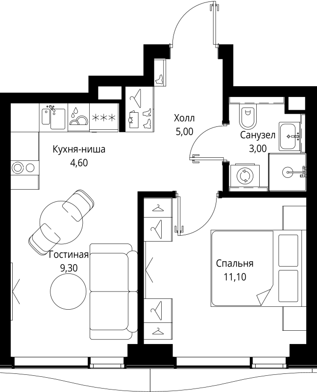 1 ккв 33 м²
